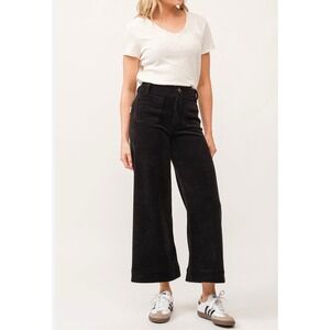 Dear John Audrey Wide Leg Corduroy Pants Black High Rise Stretch Size 28